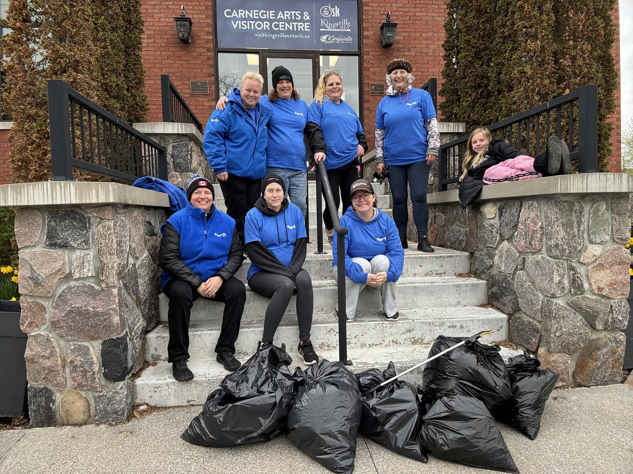 The Wrobel Massage Therapy team participating in a community cleanup event organized with the Kingsville BIA and sponsored by the Rotary Club of Kingsville Southshore.